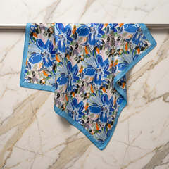 Seidenschal Damen 70×70 cm Blumen Bunt – Schal-Welt Detailansicht