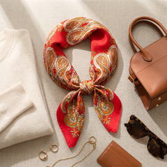 Seidenschal Damen 70×70 cm Paisley Rot – Schal-Welt Styling-Inspiration