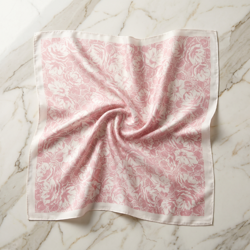 Seidenschal Damen 70×70 cm Blumen Rosa – Schal-Welt Detailansicht