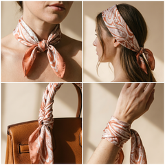 Seidenschal Damen 70×70 cm Paisley Orange – Schal-Welt Trageweise