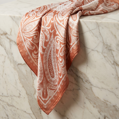 Seidenschal Damen 70×70 cm Paisley Orange – Schal-Welt Detailansicht
