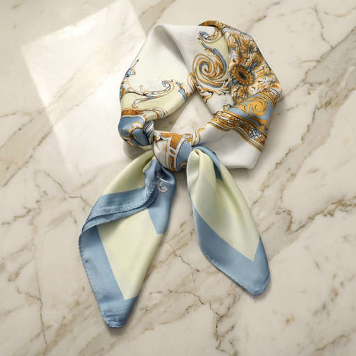 Seidenschal Damen 70×70 cm Blumen Bunt – Schal-Welt Detailansicht