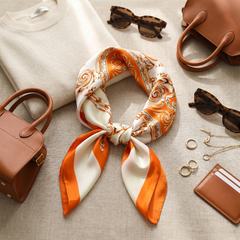 Seidenschal Damen 70×70 cm Paisley Orange – Schal-Welt Styling-Inspiration