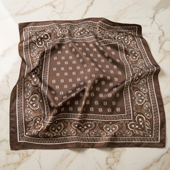 Seidenschal Damen 70×70 cm Paisley Braun – Schal-Welt Detailansicht