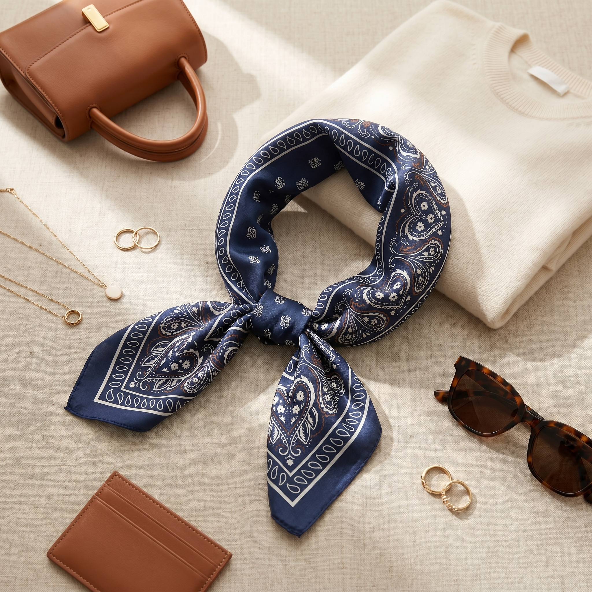 Seidenschal Damen 70×70 cm Paisley Blau – Schal-Welt Styling-Inspiration