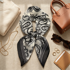 Seidenschal Damen 70×70 cm Paisley Schwarz – Schal-Welt Styling-Inspiration