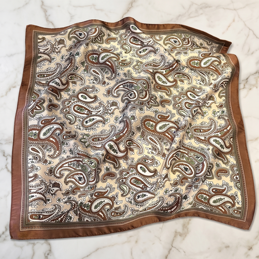Seidenschal Damen 70×70 cm Paisley Beige – Schal-Welt Detailansicht