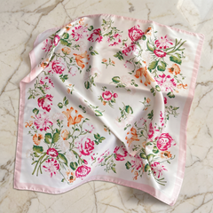 Seidenschal Damen 70×70 cm Blumen Bunt – Schal-Welt Detailansicht