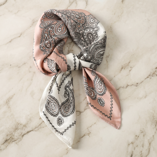 Seidenschal Damen 70×70 cm Paisley Rosa – Schal-Welt Detailansicht