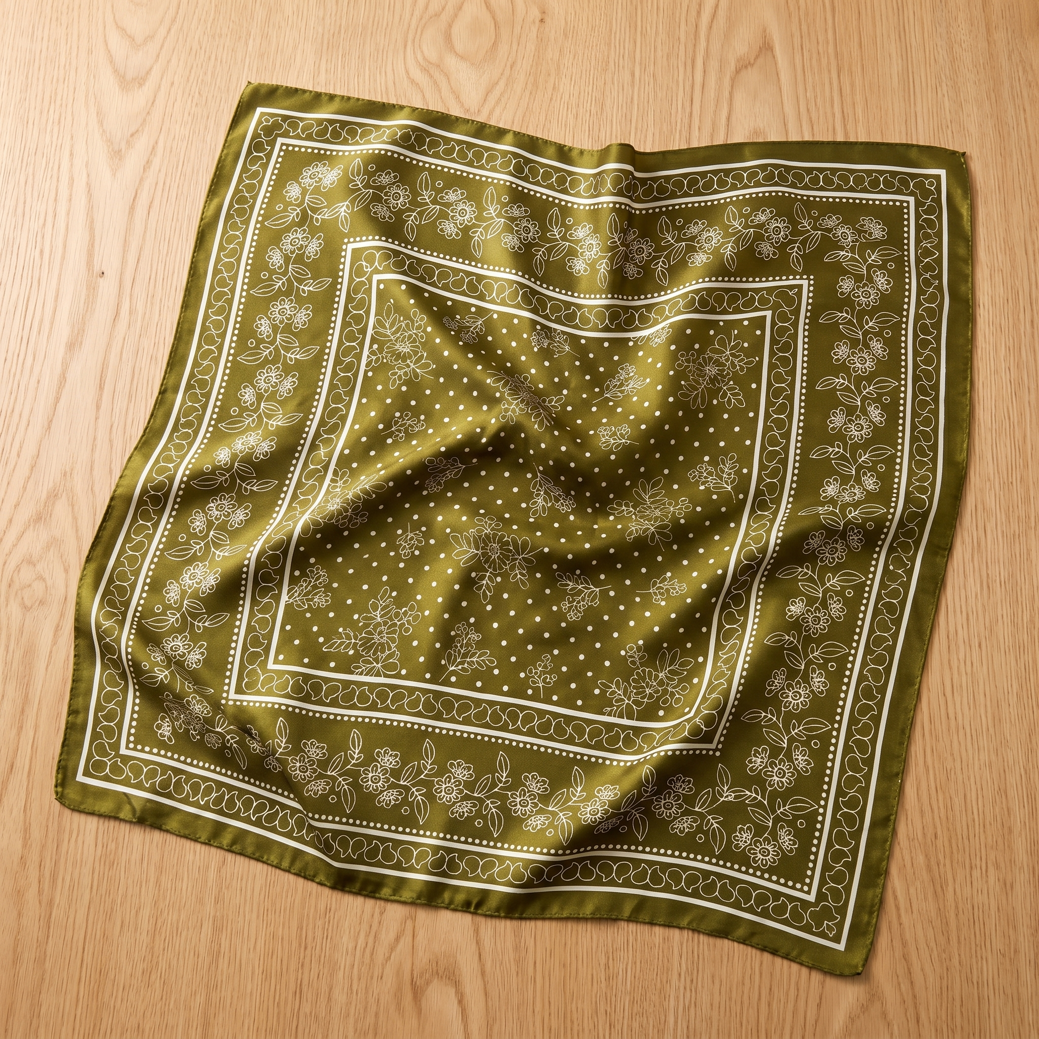 Seidenschal Damen 70×70 cm Blumen Gold – Schal-Welt Detailansicht
