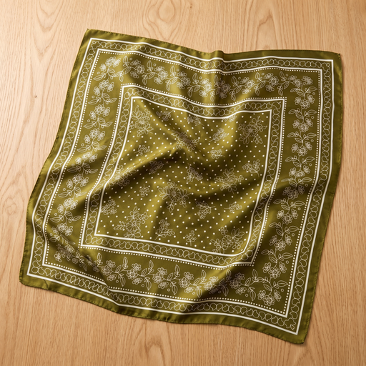 Seidenschal Damen 70×70 cm Blumen Gold – Schal-Welt Detailansicht