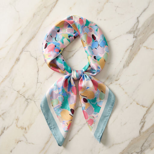 Seidenschal Damen 70×70 cm Blumen Bunt – Schal-Welt Detailansicht