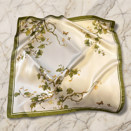Seidenschal Damen 70×70 cm Blumen Beige – Schal-Welt Detailansicht