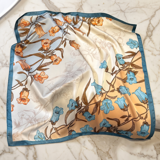 Seidenschal Damen 70×70 cm Blumen Bunt – Schal-Welt Detailansicht