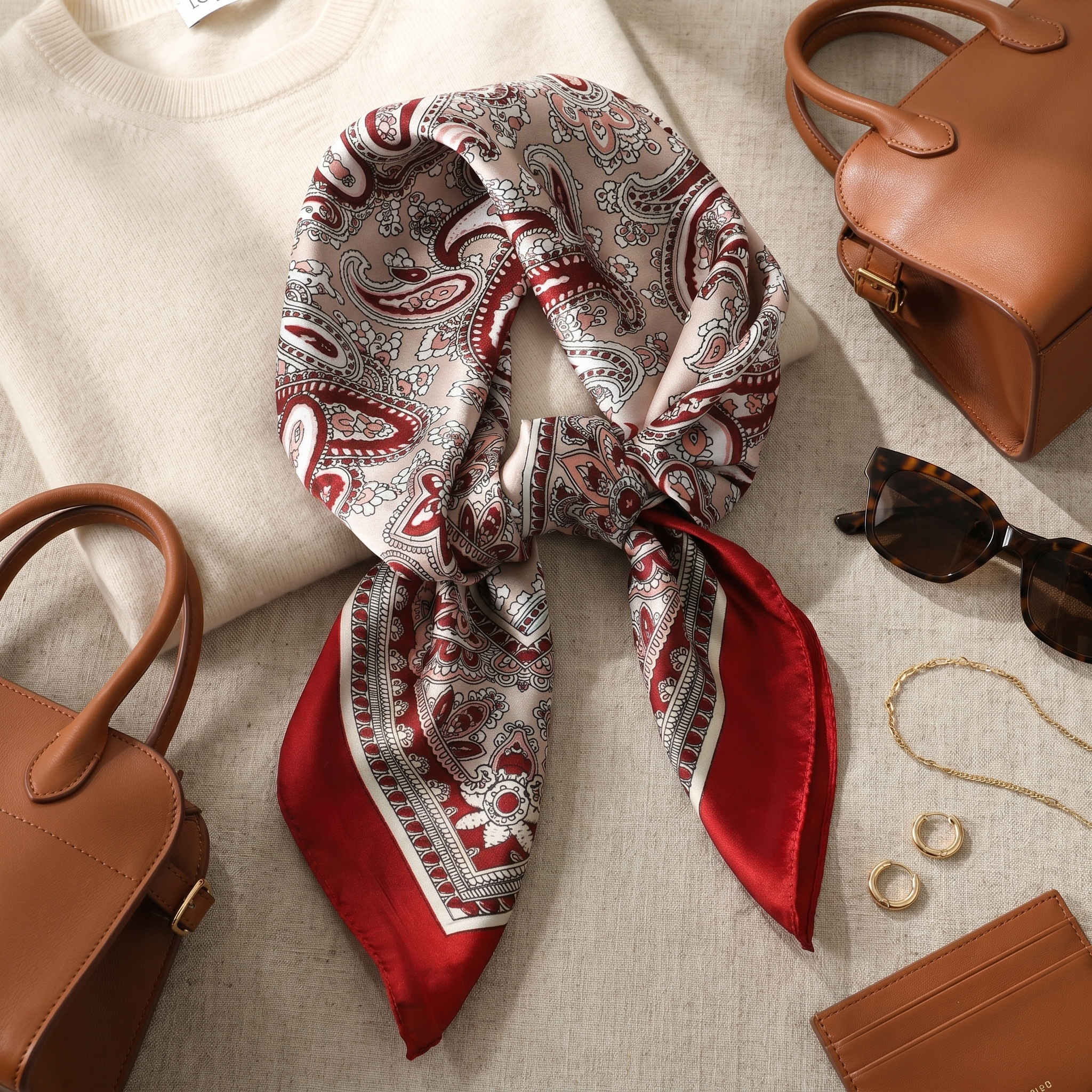 Seidenschal Damen 70×70 cm Paisley Bunt – Schal-Welt Styling-Inspiration
