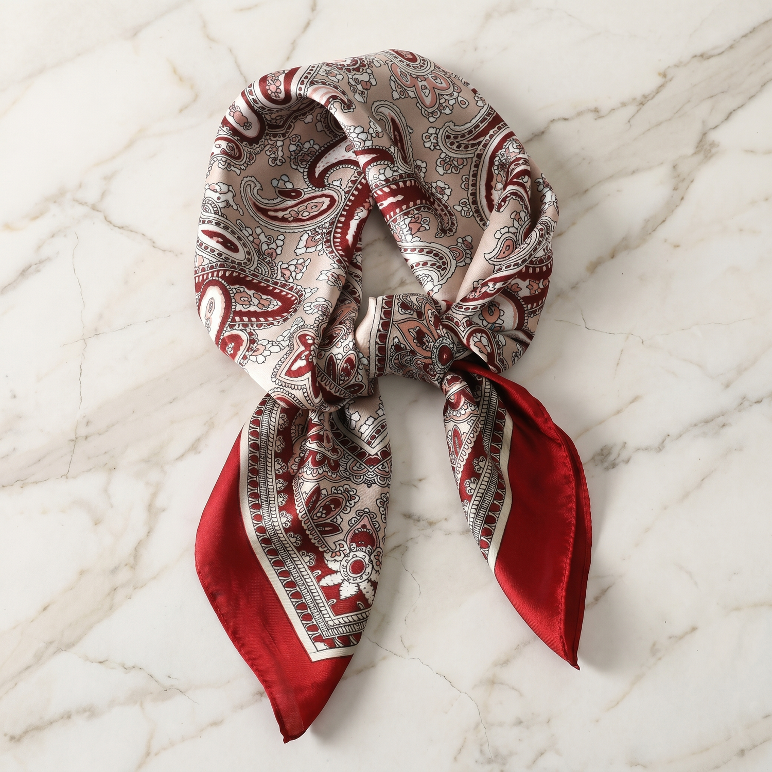 Seidenschal Damen 70×70 cm Paisley Bunt – Schal-Welt Detailansicht