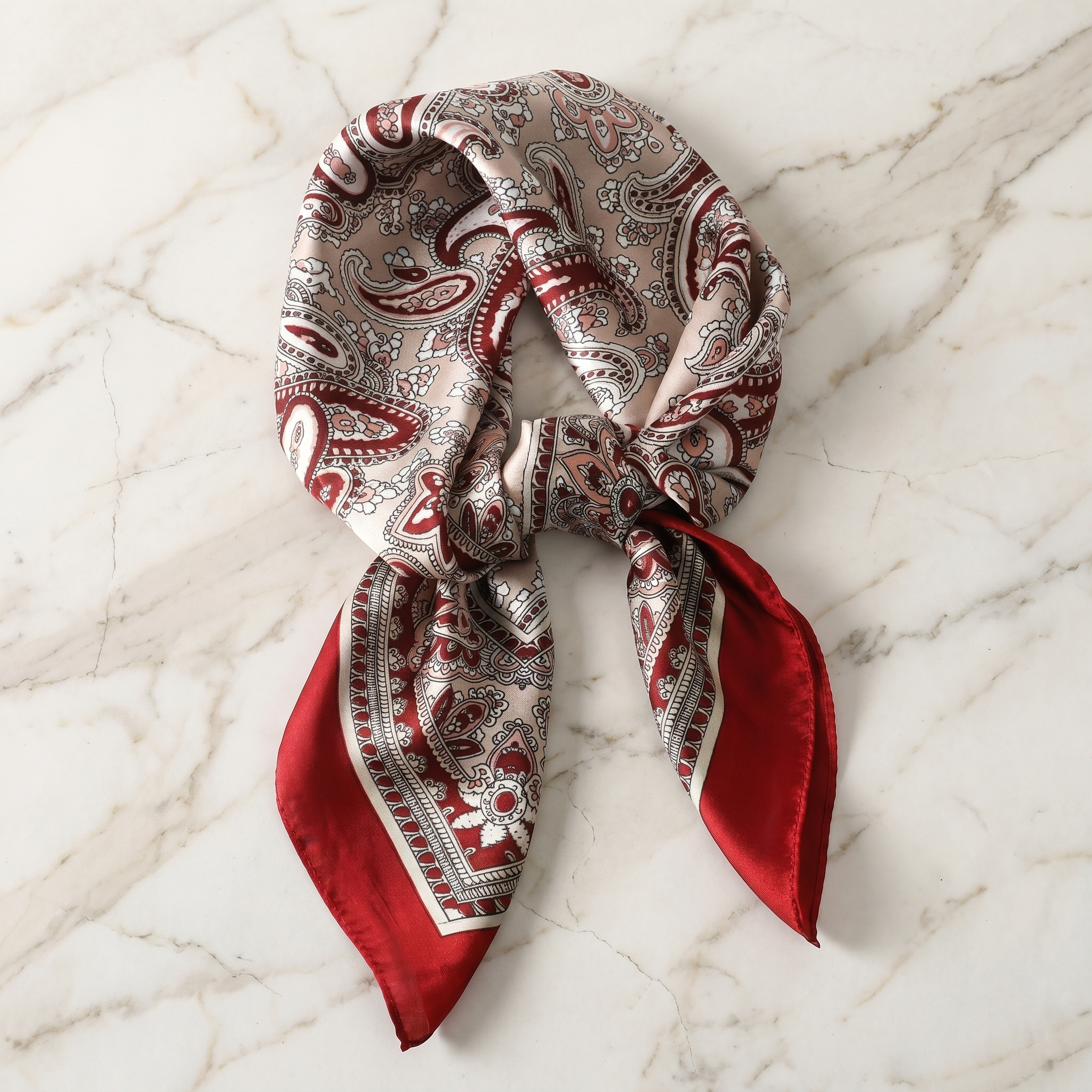 Seidenschal Damen 70×70 cm Paisley Bunt – Schal-Welt Detailansicht