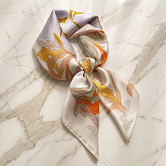 Seidenschal Damen 70×70 cm Blumen Bunt – Schal-Welt Detailansicht