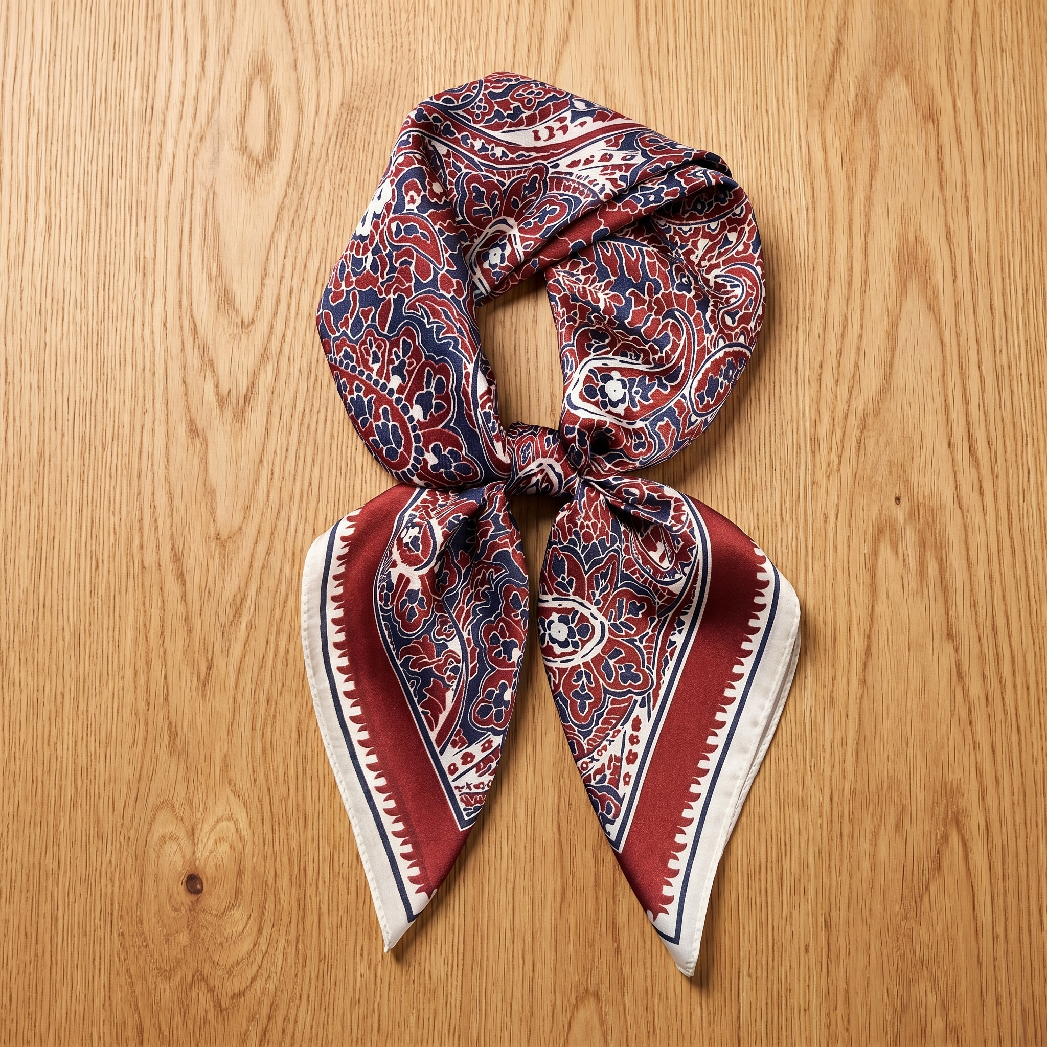 Seidenschal Damen 70×70 cm Paisley Rot – Schal-Welt Detailansicht
