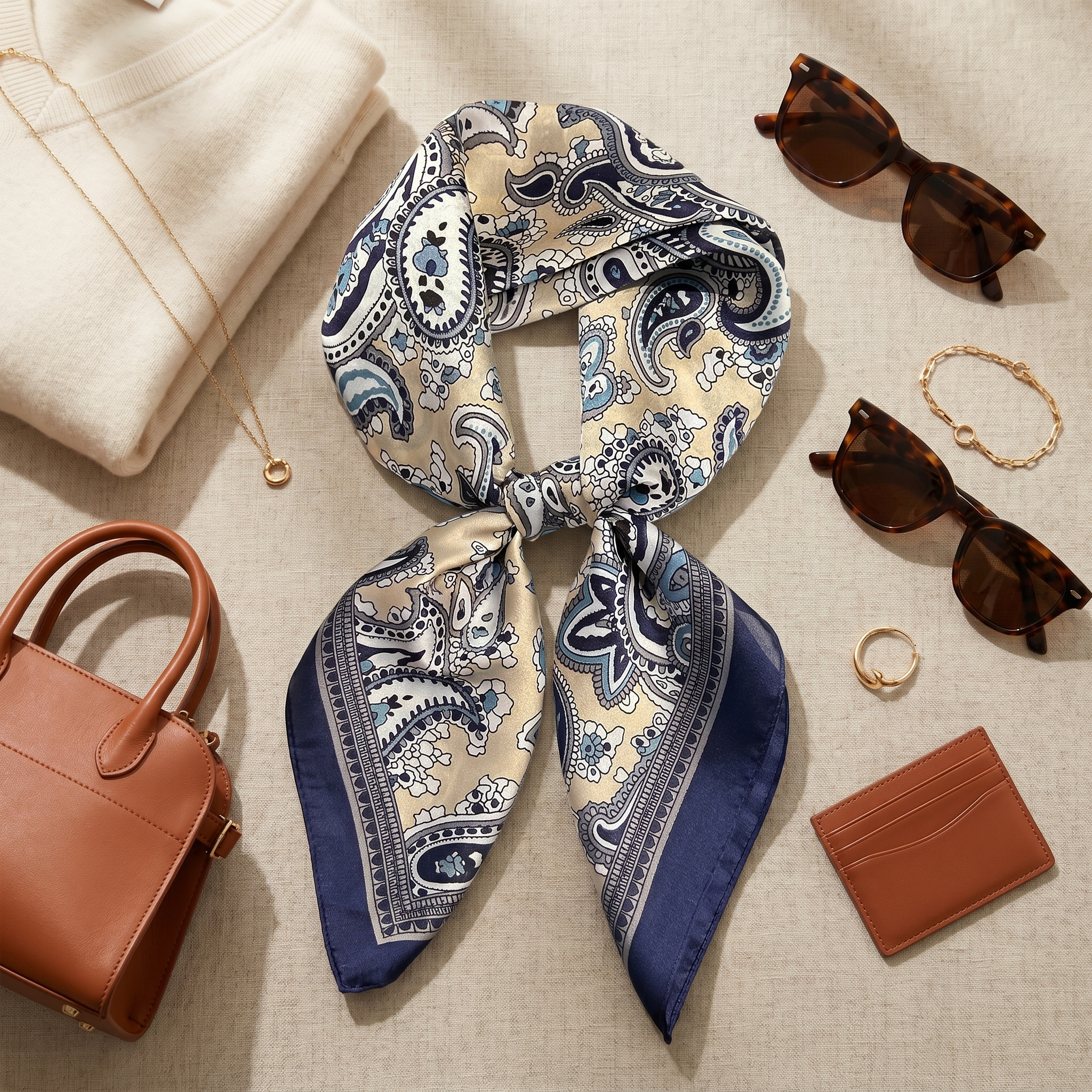 Seidenschal Damen 70×70 cm Paisley Bunt – Schal-Welt Styling-Inspiration