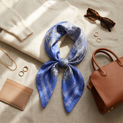 Seidenschal Damen 70×70 cm Paisley Blau – Schal-Welt Styling-Inspiration