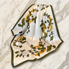 Seidenschal Damen 70×70 cm Blumen Bunt – Schal-Welt Detailansicht