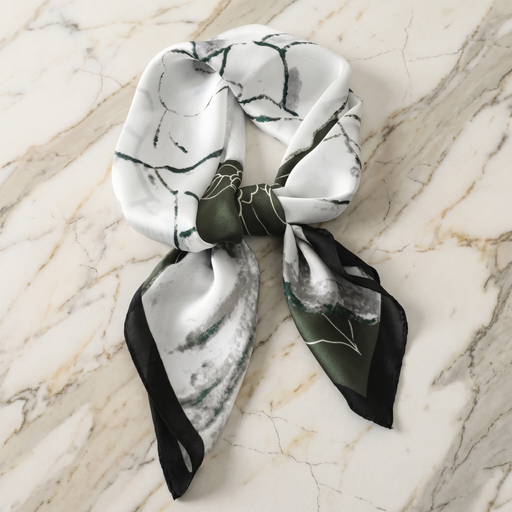 Seidenschal Damen 70×70 cm Blumen Grau – Schal-Welt Detailansicht