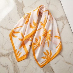 Seidenschal Damen 70×70 cm Blumen Orange – Schal-Welt Detailansicht