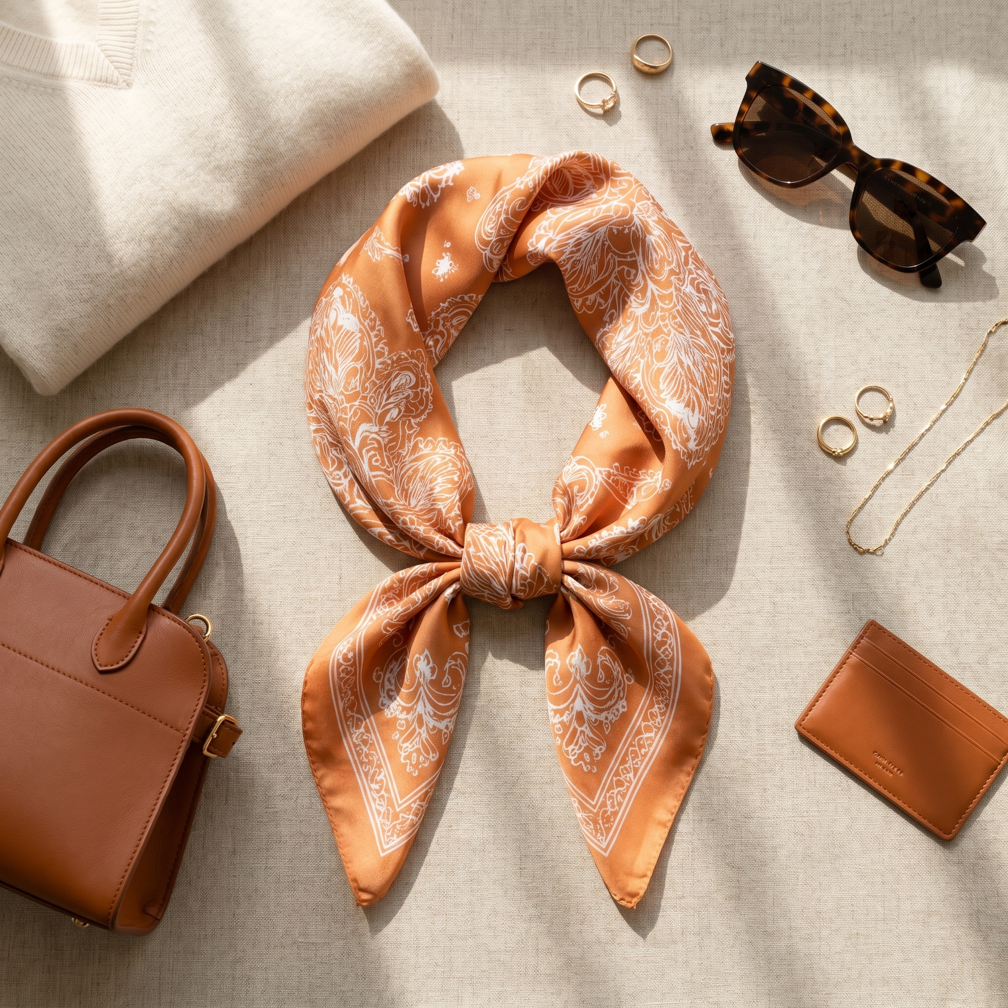 Seidenschal Damen 70×70 cm Paisley Orange – Schal-Welt Styling-Inspiration