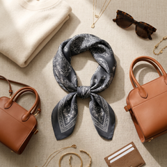 Seidenschal Damen 70×70 cm Klassisch Schwarz – Schal-Welt Styling-Inspiration