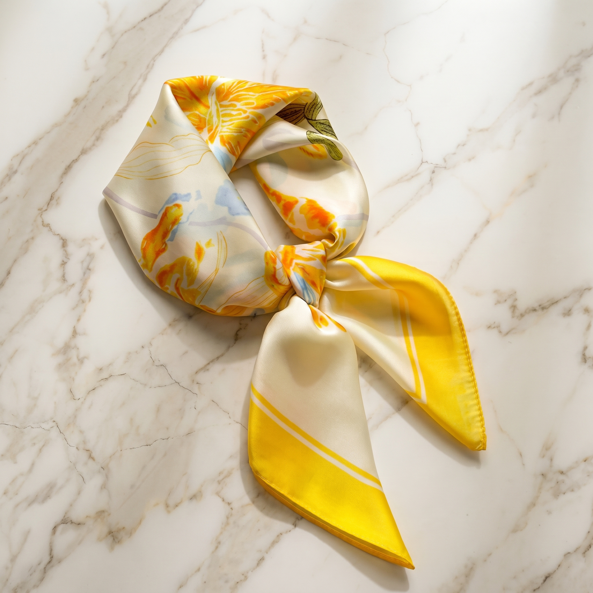 Seidenschal Damen 70×70 cm Blumen Bunt – Schal-Welt Detailansicht