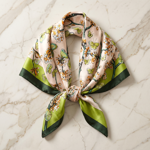 Seidenschal Damen 70×70 cm Blumen Bunt – Schal-Welt Detailansicht