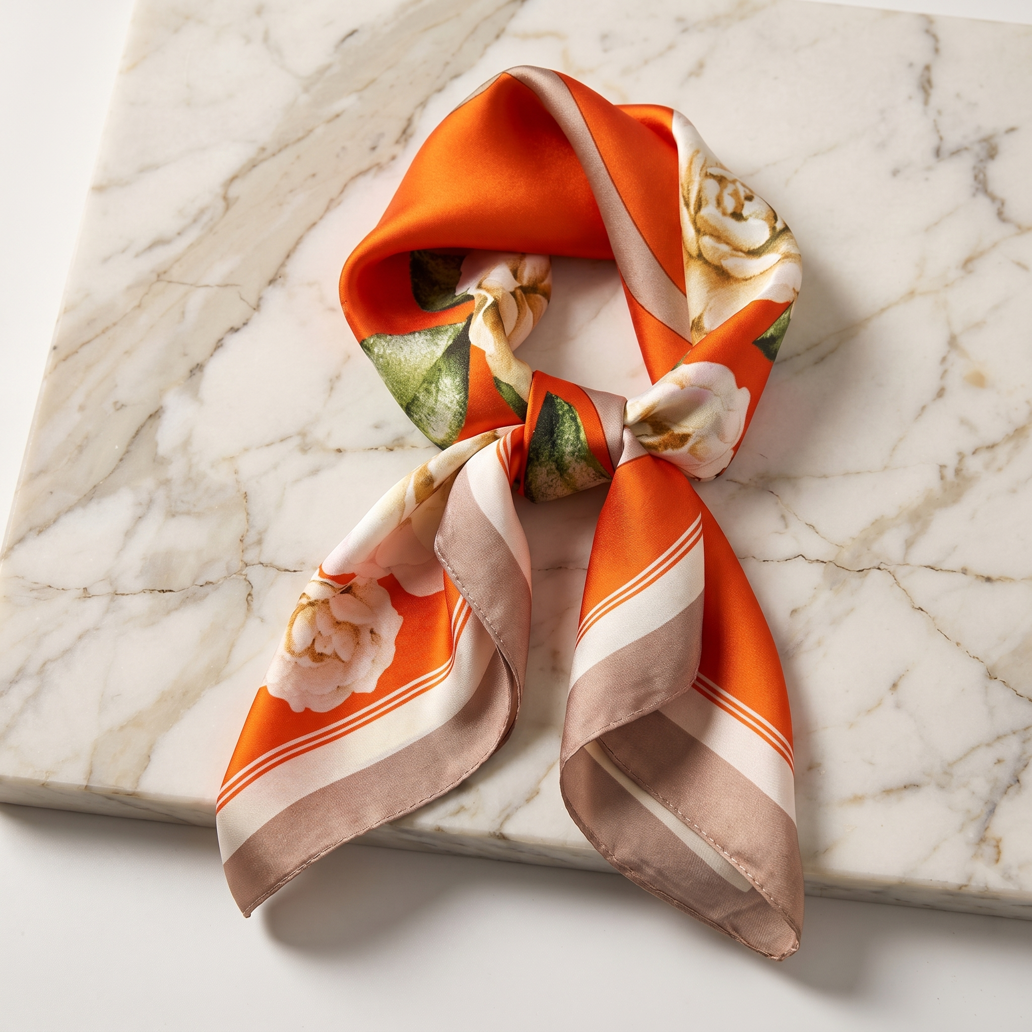 Seidenschal Damen 70×70 cm Blumen Bunt – Schal-Welt Detailansicht