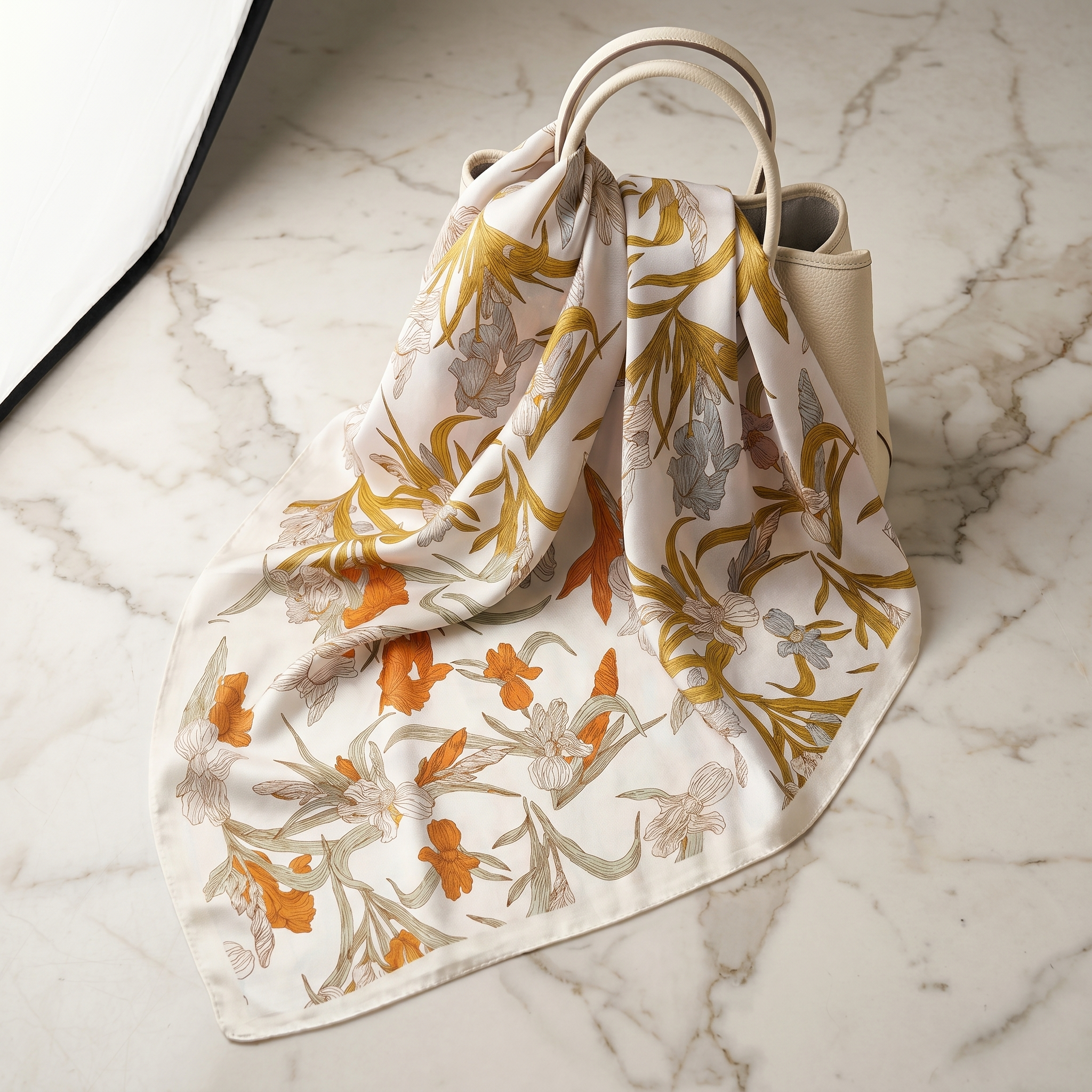 Seidenschal Damen 70×70 cm Blumen Bunt – Schal-Welt Detailansicht
