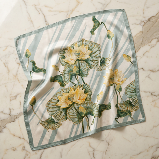 Seidenschal Damen 70×70 cm Blumen Bunt – Schal-Welt Detailansicht