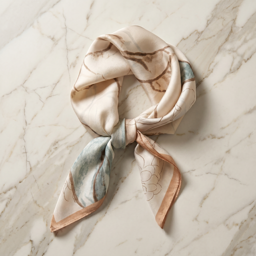 Seidenschal Damen 70×70 cm Blumen Beige – Schal-Welt Detailansicht