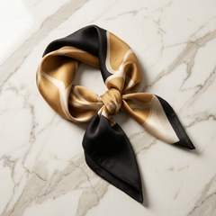 Seidenschal Damen 70×70 cm Blumen Gold – Schal-Welt Detailansicht