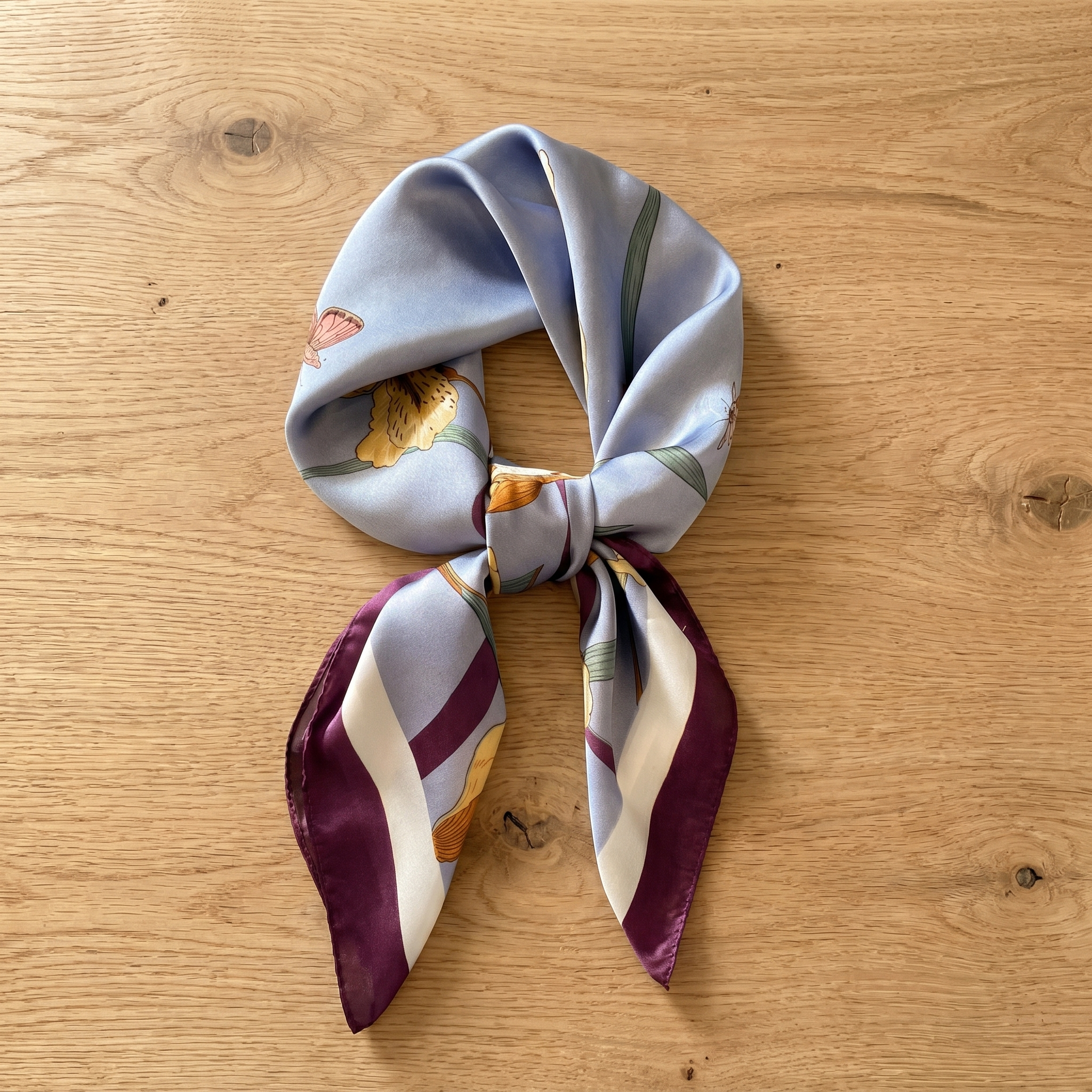 Seidenschal Damen 70×70 cm Blumen Bunt – Schal-Welt Detailansicht
