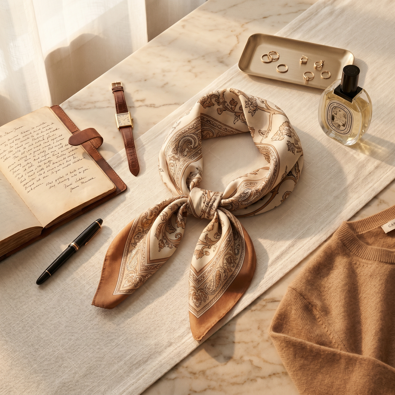 Schal-Welt story flat-lay